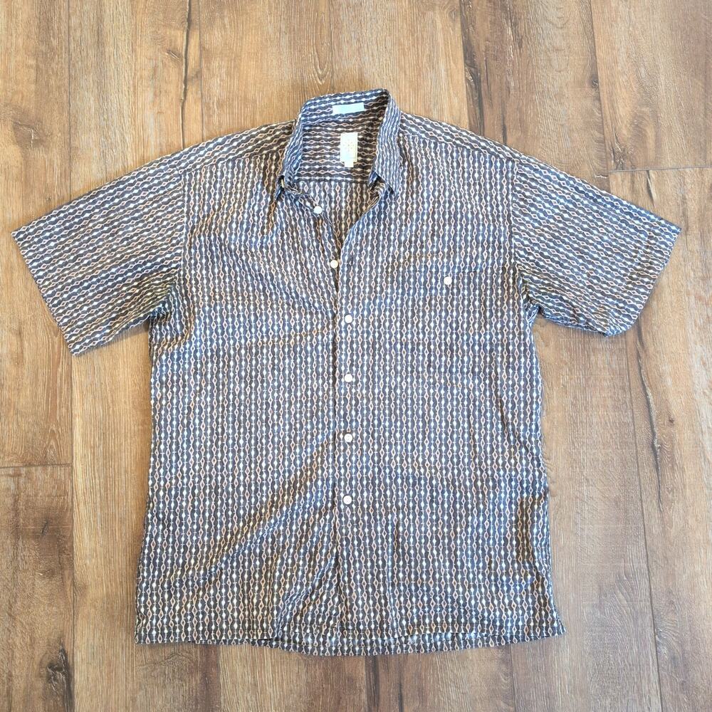VTG Burma Bibas Men Medium Button Up Shirt Brown Retro 70's Style‎ Western Disco